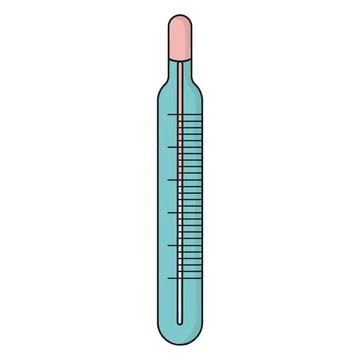 Vector illustration of thermometer. With black outline and color on a white Stock Illustration