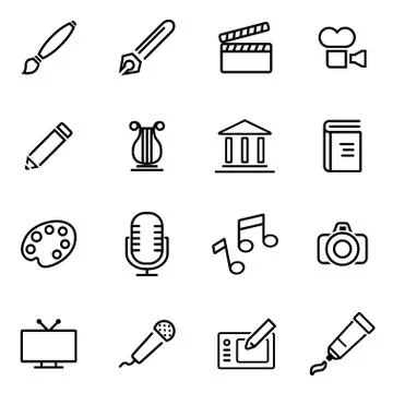 Vector illustration of thin line icons - art Stock Illustration