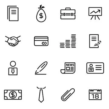Vector illustration of thin line icons - business Stock Illustration