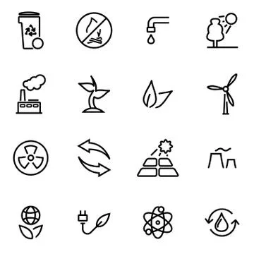 Vector illustration of thin line icons - eco Stock Illustration