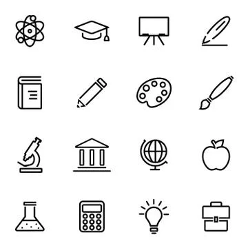 Vector illustration of thin line icons - education Stock Illustration