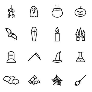 Vector illustration of thin line icons - halloween Stock Illustration