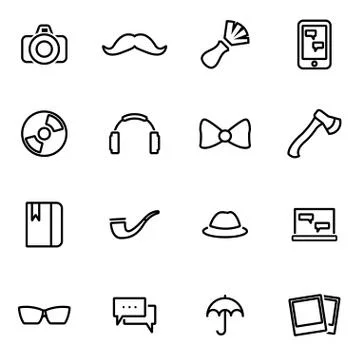 Vector illustration of thin line icons - hipster Stock Illustration