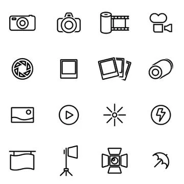 Vector illustration of thin line icons - photo Stock Illustration