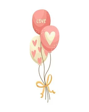 Vector illustration of three balloons in pink with hearts. Illustration for V Stock Illustration