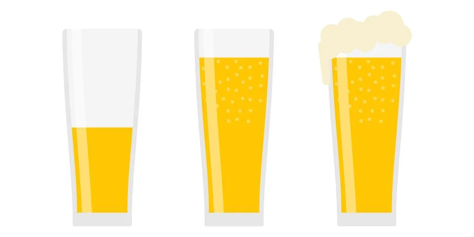 Vector illustration of three beer glasses showing different pouring levels Stock Illustration