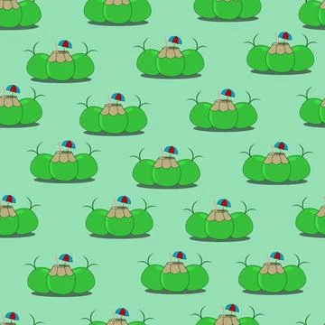 Vector Illustration of Three Coconut Fruit Pattern , Summer Time Theme Stock Illustration