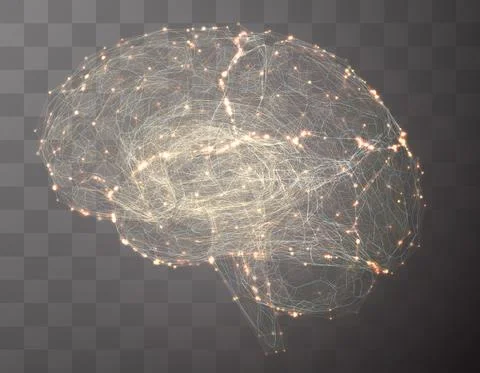 Vector illustration, three-dimensional brain on a dark background Stock Illustration