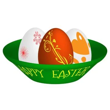 Vector illustration of three Easter eggs painted with different cheerful 스톡 일러스트