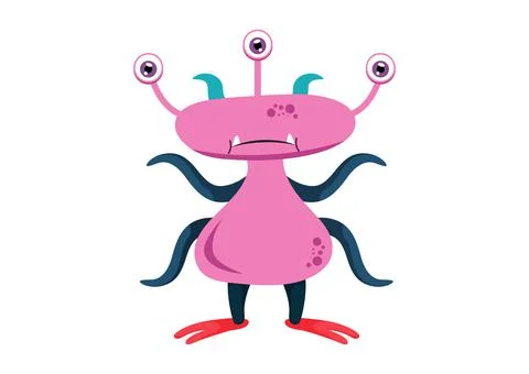 Vector illustration of three eyed alien isolated on white background Stock Illustration