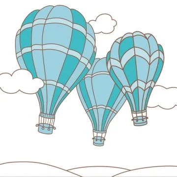 Vector illustration of three hot air balloons Stock Illustration