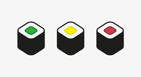 A vector illustration of three maki sushi pieces Stock Illustration