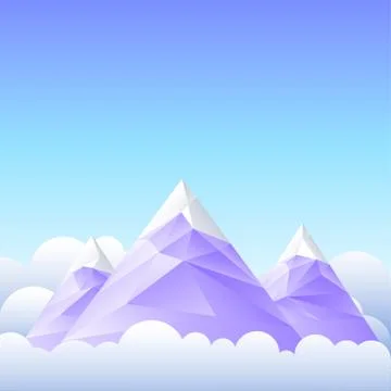 Vector illustration of three mountain peaks and the sky. Stock Illustration