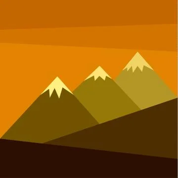 Vector illustration of three mountains with snow on the tops Stock Illustration