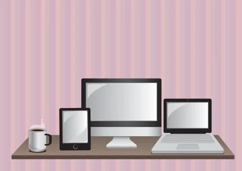 Vector illustration of three technology items 스톡 일러스트