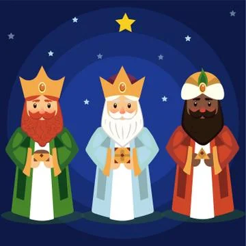 Vector illustration of the Three Wise Men. Stock Illustration