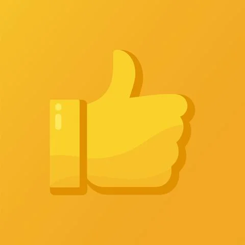 Vector illustration of a thumbs up, likes, approved or good symbol on an oran Stock Illustration