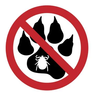 Vector illustration of tick ban mark with dog pawn on a white background. Sym イラスト素材