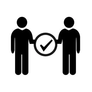 Vector illustration, tick icon, labels. Agreement. Stock Illustration