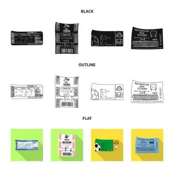 Vector illustration of ticket and admission sign. Set of ticket and event vector Illustrazione stock