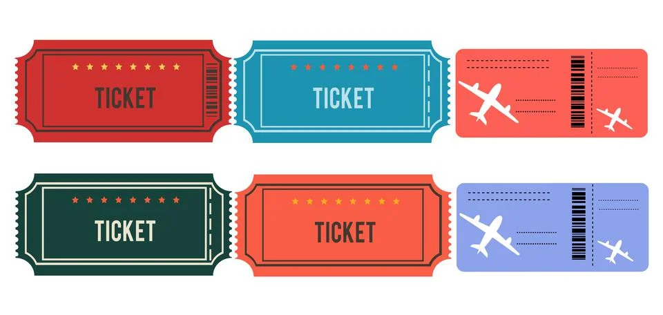 Vector illustration of ticket icon in flat style. A set of tickets isolated o Stock Illustration