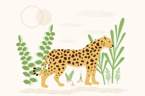 Vector illustration of a tiger in the jungle Stock Illustration