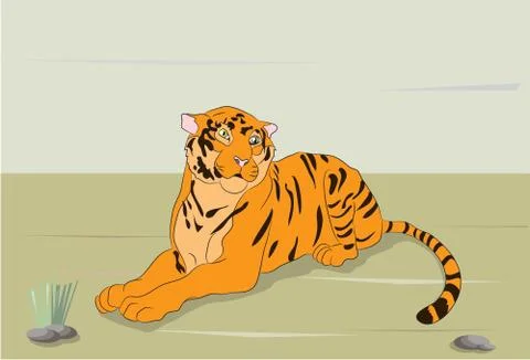 Vector illustration of a tiger that is on nature Stock-Illustration