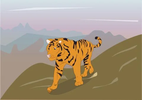 Vector illustration of a tiger that is on nature Stock-Illustration
