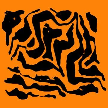 Vector illustration tiger print pattern. Orange and black hand drawn background. Stock Illustration