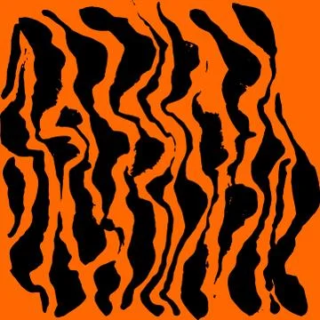 Vector illustration tiger print pattern. Orange and black hand drawn background. Stock Illustration