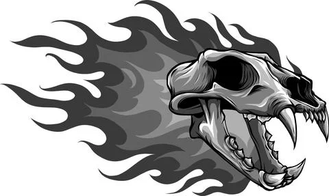 Vector illustration of tiger skull with flames Stock Illustration
