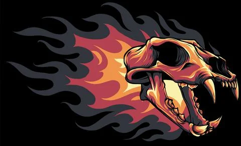 Vector illustration of tiger skull with flames Stock-Illustration