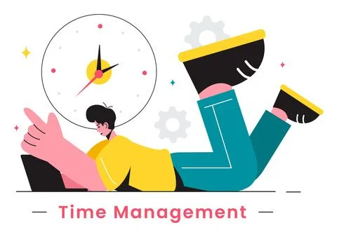 Vector Illustration of Time Management with Clock Controls and Task Plannin.. Illustrazione stock