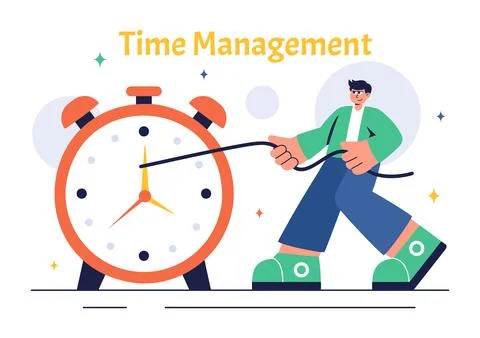 Vector Illustration of Time Management with Clock Settings, Task Planning, .. イラスト素材