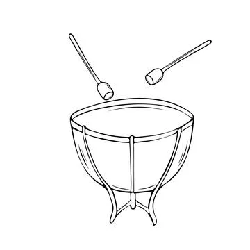 Vector illustration of a timpani drum. Classical musical instruments. Isolated Stock Illustration