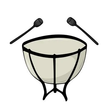 Vector illustration of a timpani drum. Classical musical instruments. Isolated Stock Illustration