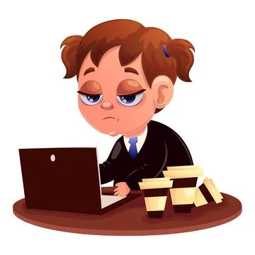 Vector illustration of a tired worker. Worker, office, fatigue, exhaustion, sche イラスト素材