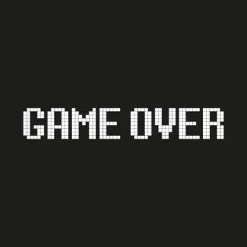 Vector illustration of title game over in pixel art style. Stock Illustration