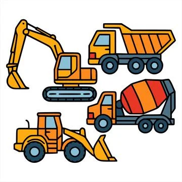 Vector illustration titled "Construction, Vehicles, Machinery" Stock Illustration