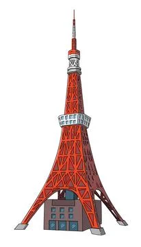 Vector illustration of Tokyo Tower landmark isolated on white background 库存插图