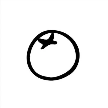 Vector illustration of a tomato in the Doodle style, hand drawn black outline Stock Illustration