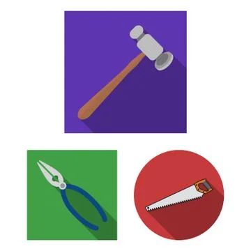 Vector illustration of tool and construction symbol. Set of tool and carpentry Stock Illustration