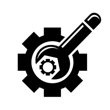 Vector illustration, tool icon, wrench, gear. Stock Illustration
