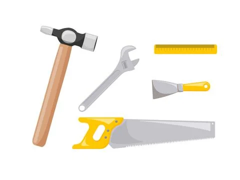 Vector illustration of tools. A set of working tools. Stock Illustration