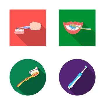 Vector illustration of toothpaste and brush symbol. Set of toothpaste and clean Ilustración de archivo