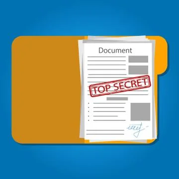Vector illustration of top secret folder with stamp. Stock Illustration