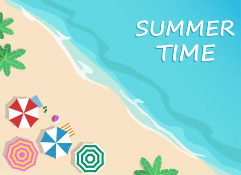 Vector illustration top view of beach with in summer holidays -  relaxation summ Stock Illustration