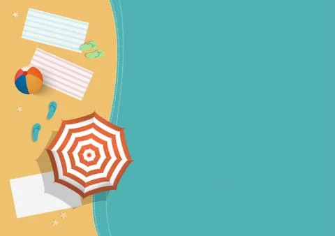 Vector illustration of top view beach shore with water. Stock Illustration