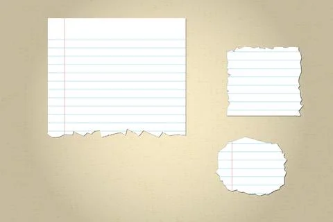 Vector illustration of torn lined notebook paper pieces with ripped edges イラスト素材