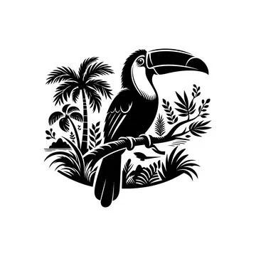 Vector Illustration of Toucan Logo Icon in Black on White Background Stock Illustration